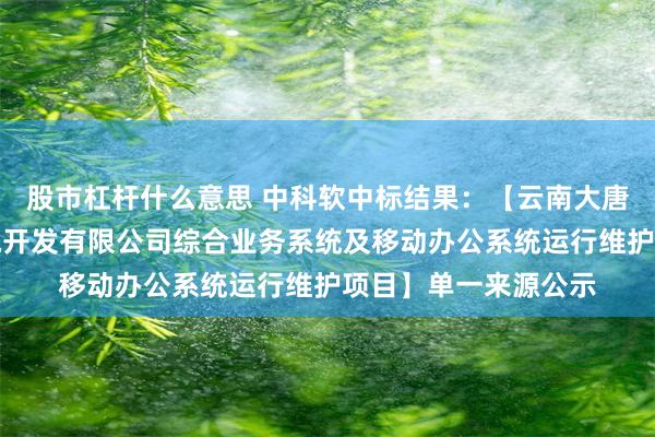 股市杠杆什么意思 中科软中标结果：【云南大唐国际李仙江流域水电开发有限公司综合业务系统及移动办公系统运行维护项目】单一来源公示