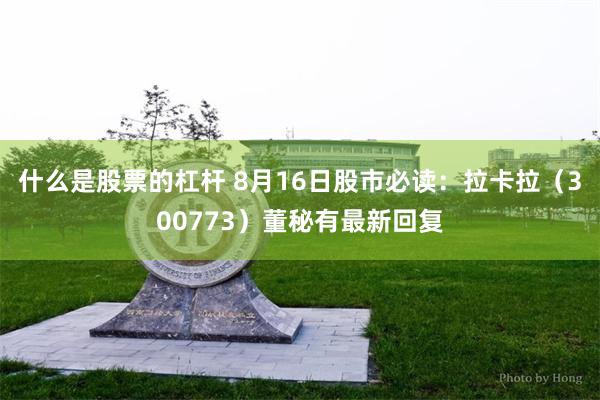 什么是股票的杠杆 8月16日股市必读：拉卡拉（300773）董秘有最新回复