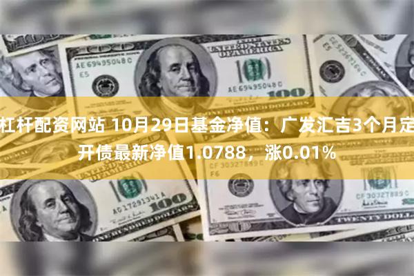 杠杆配资网站 10月29日基金净值：广发汇吉3个月定开债最新净值1.0788，涨0.01%