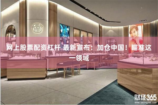 网上股票配资杠杆 最新宣布：加仓中国！瞄准这一领域